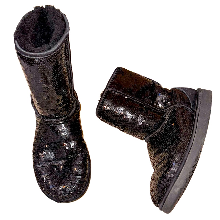 Ugg Classic Short Black Sequin Boots Women's Size Size 7